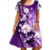 Summer Women's Loose Plus Size Creative Colorful Printed Flower 3D Short Sleeved Dress Fashionable Comfortable Soft Breathable Vacation Dress