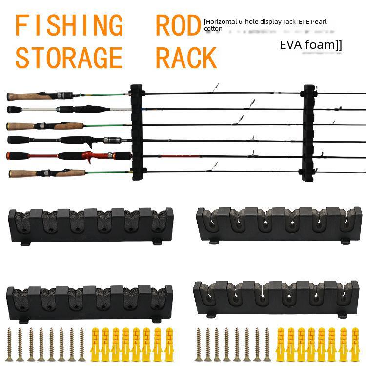 Wall-Mounted Fishing Rod Display Rack for Luya Rods and Nets