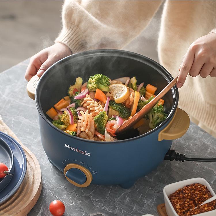 Multifunctional Electric Cooking Pot: All-in-One Hot Pot, Noodle Cooker, Stir-Fry and Frying Pan for Dorms and Small Homes