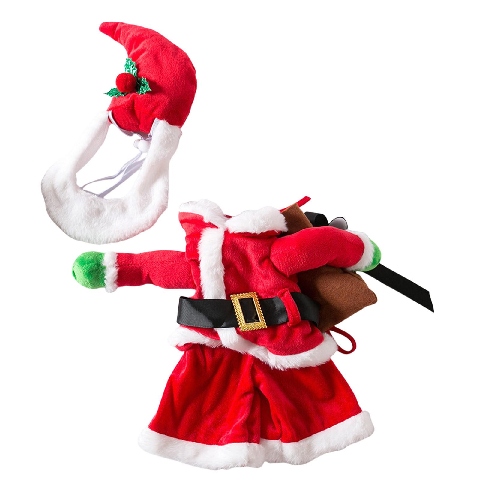 

Костюм Санты для питомца с колпаком Санты для кошки и собаки, рождественский костюм для кошачьего фестиваля, все размеры, аксессуары для косплея кошки и собаки M