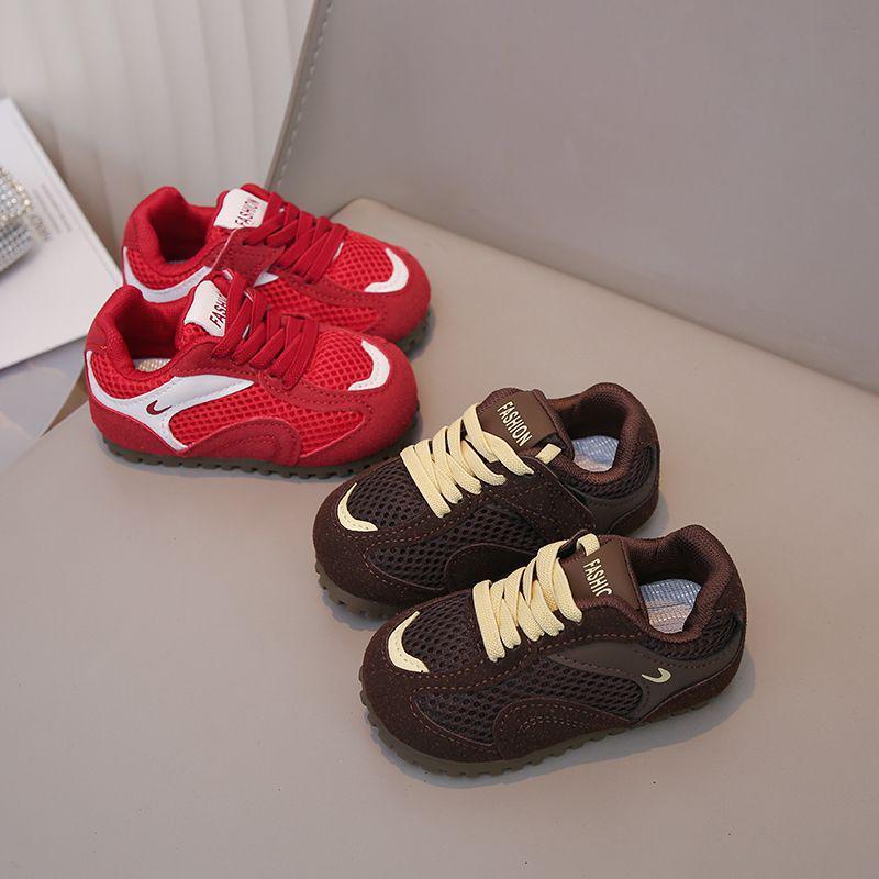 Children's Red Mesh Sneakers: Breathable Autumn Walking Shoes for Toddlers, Boys, and Girls