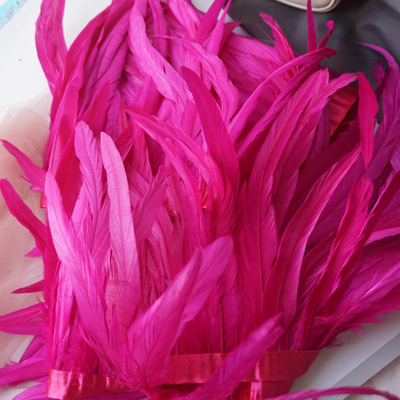 2 M/Piece Rooster Tail Fabric Edge Chicken Feather Fabric Strip Performance Clothing Skirt Fabric Belt Shawl Feather Decoration Clothing Accessories