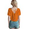 GMXIA Spring Summer Women's Solid-color Pullover V-back Casual Women's Top