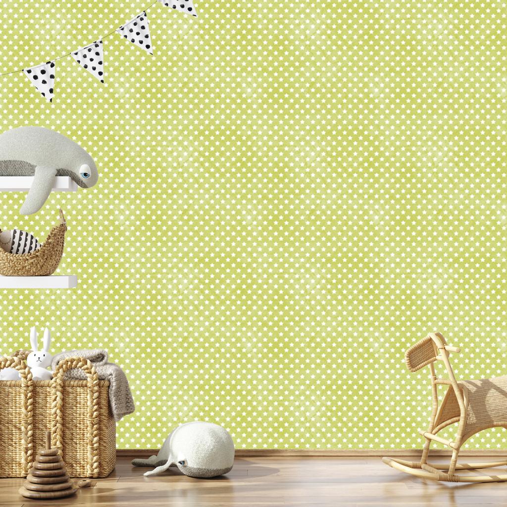 Stars Wallpaper Yellow, Cream and Beige for Living Room and Bedroom 50x1000