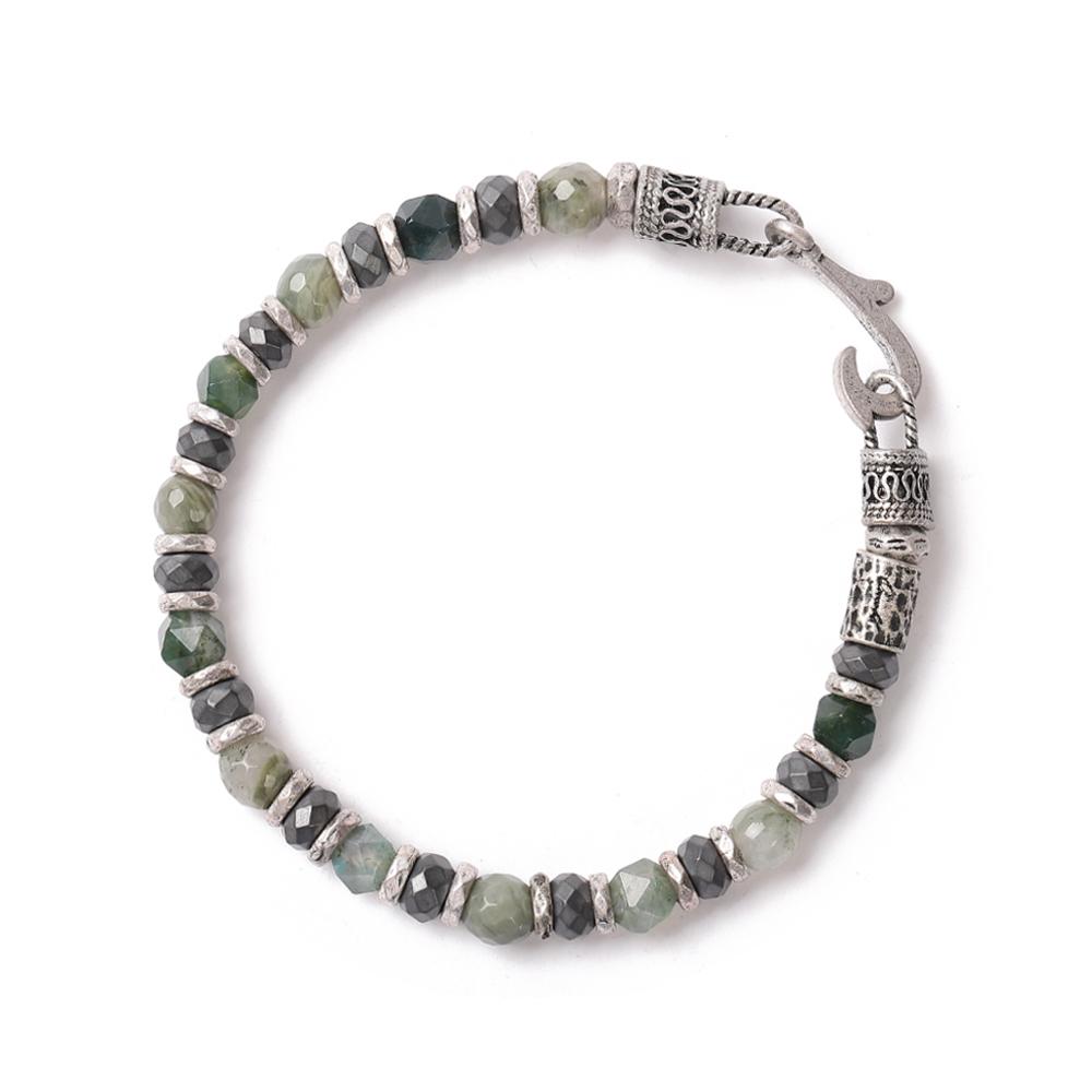 Qoocobb Green Garnet & Hematite Mix Gemstone Bracelet Gemstone Classic-34