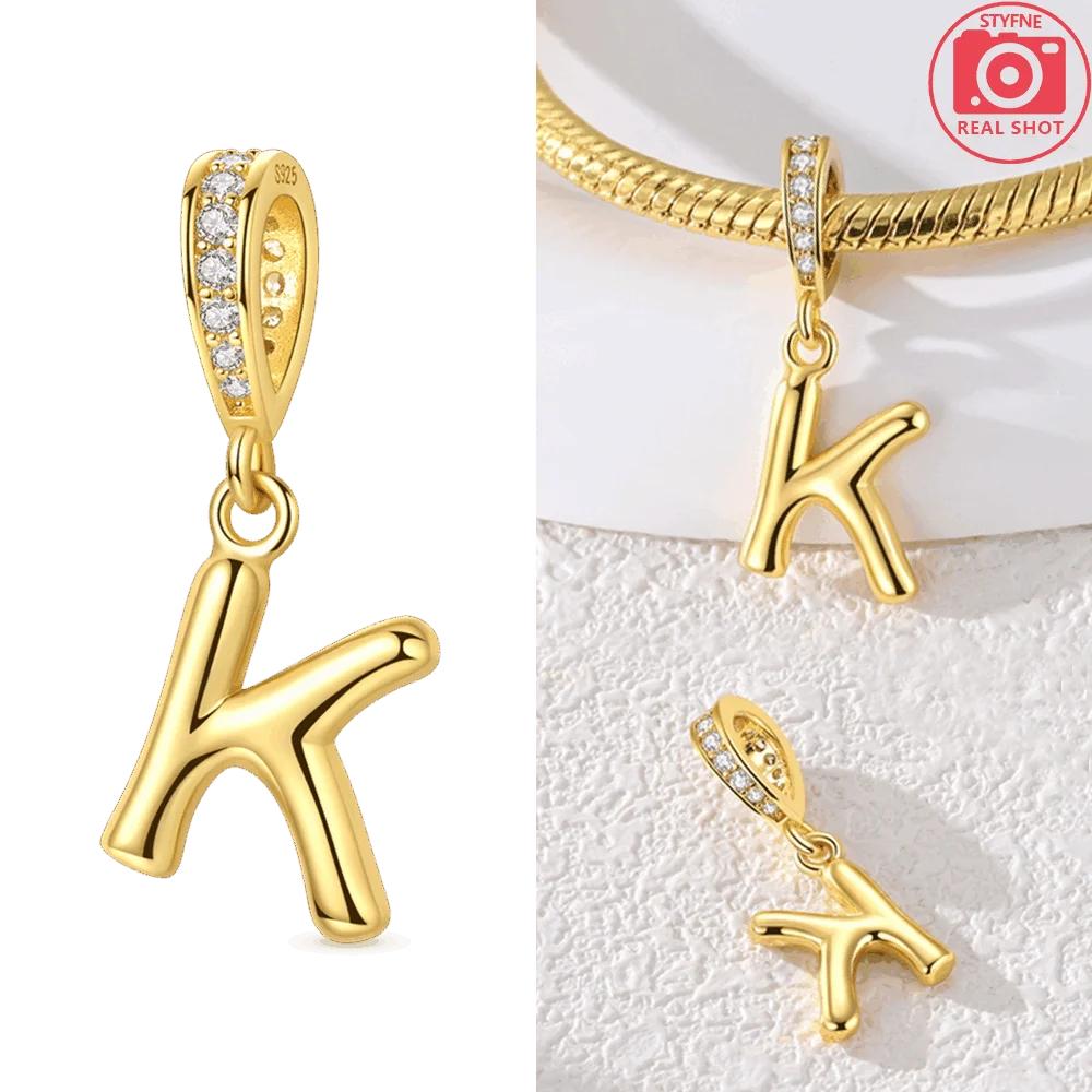 Original Necklace Copper White Zircon Pendant English Letters Women'S Beads Fit Bracelet Anniversary Gift Accessory Diy