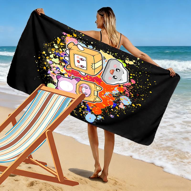 Lankybox Print Beach Towel, Large Soft Quick Dry Towel for Beach Camping Swimming
