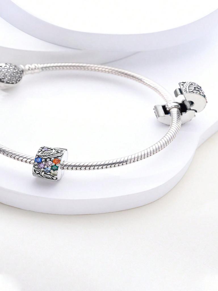 Charms Plata Copper Colors Colored Diamonds Clips And Spacers Bead Pendant For Original Bracelet For Women Diy Jewelry Love Gift