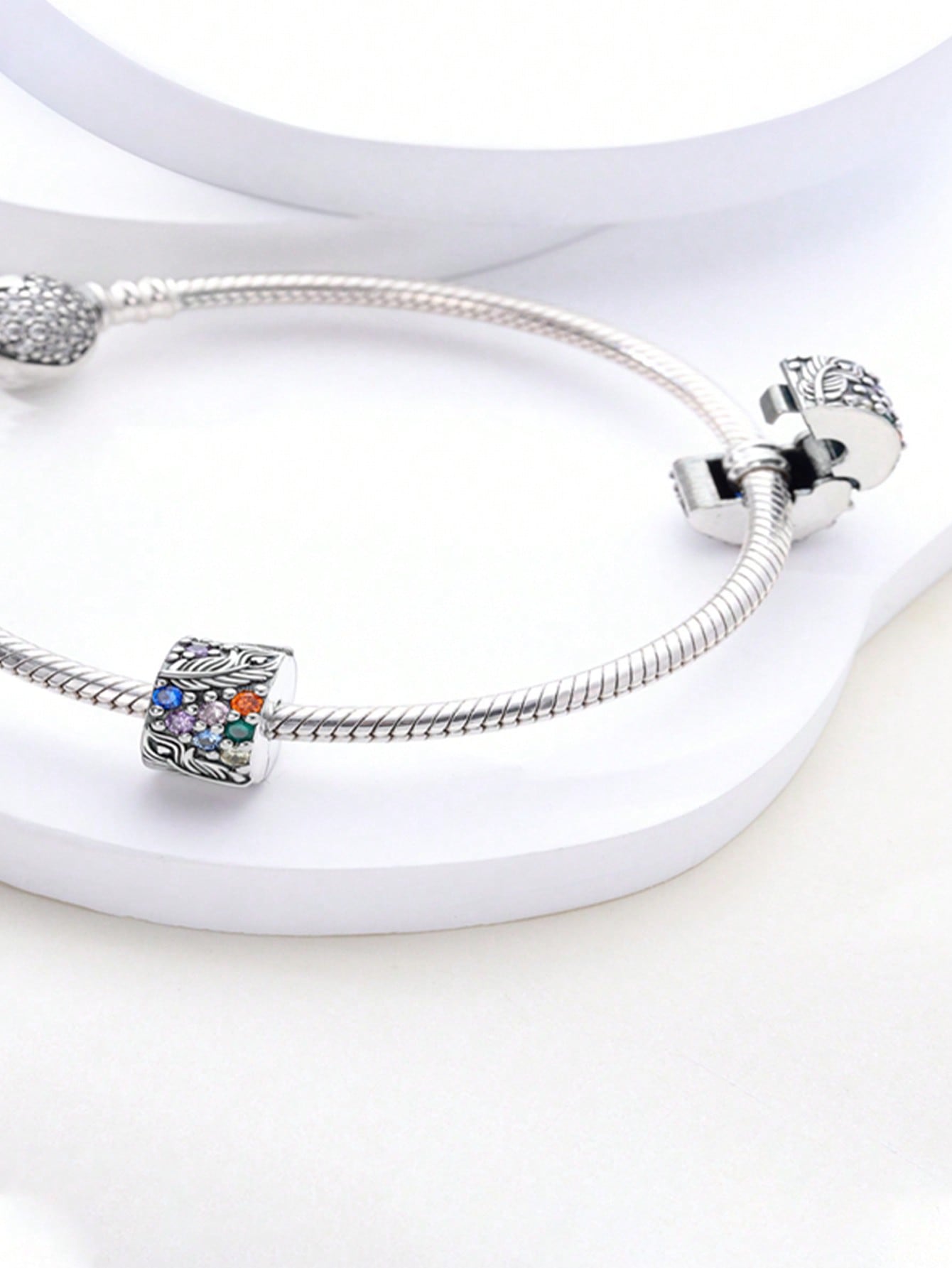 Посеребренные Оригинальные Шармы Цветные Алмазы Зажимы и Распорки Бусины Подходят для Браслета Женские Украшения Подарок