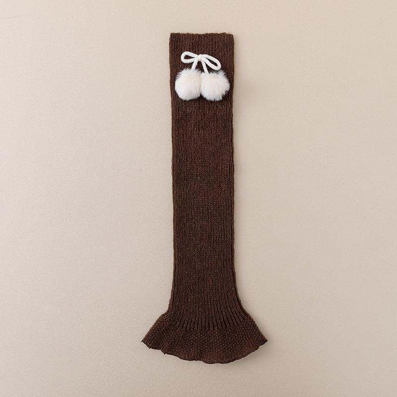 Female Autumn and Winter Fashion New Knitted Ball Leg Cover Pile Socks