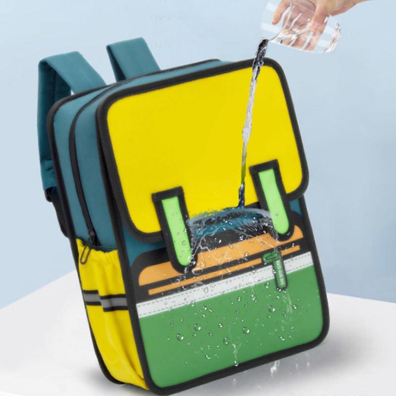 Children's 3D Designs Backpack Practical Oxford Fabric School Bag Book Bags For Primary School And Kindergarten Students  Yellow
