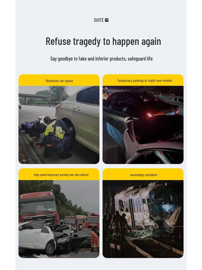 Solar Reflective Emergency Triangle Warning Light