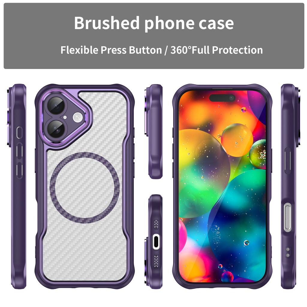 For iPhone 17 Case Compatible with MagSafe Hybrid Phone Cover Carbon Fiber