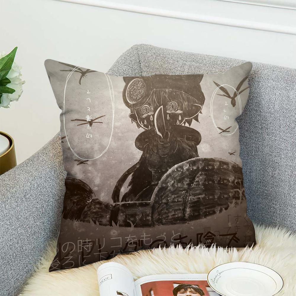 M-Made In Abyss Pillow Case For Car Sofa Decorative Home Double-sided Print Plush Square Throw Pillow Cushion Cover