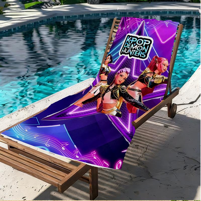 KPop Demon Hunters Print Beach Towel, Versatile Lightweight Absorbent Beach Towel for Pool Surf Yoga Bathroom, Perfect Birthday Holiday Gift
