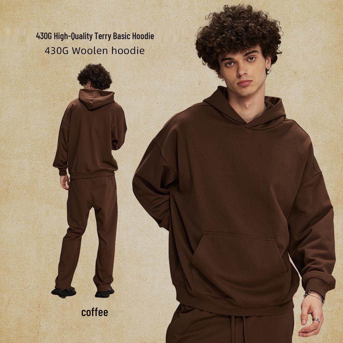 2024 Autumn Men s High-Quality Terry Cloth Loose Fit Hoodie, Trendy American Style Unisex Sweatshirt, 430g. Medium