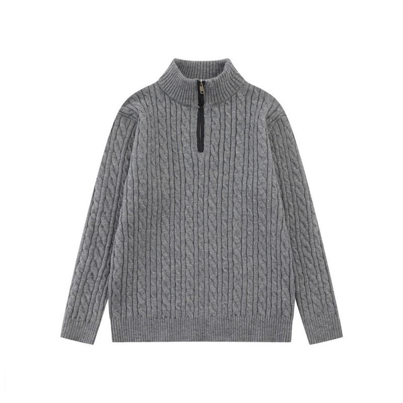 Mens Half-Zip Stand Collar Sweater Loose Fit Streetwear Style Solid Color Twisted Knit Pullover Fall Winter