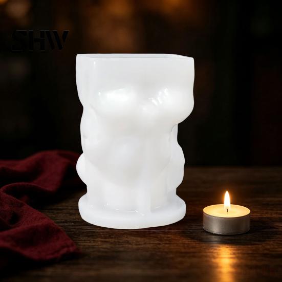 Cement Casting Form Halloween Ghost Figurine Silicone Mold, Holding Skull Gnome Ornament Easy Demoulding Mold DIY Release Reusable Candle Making Shape