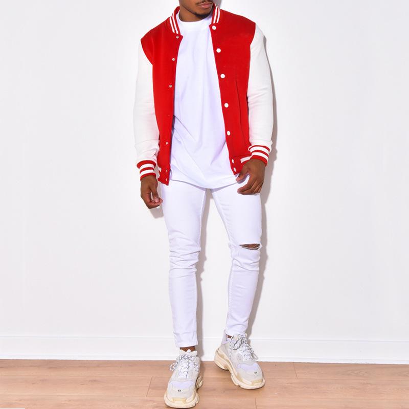 Jaqueta de Beisebol Masculina Versátil em Fleece - Roupa Casual para Primavera/Outono/Inverno