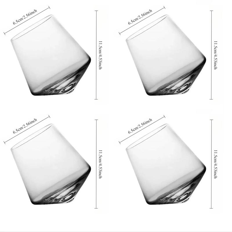 Luxury Rotating Wine Glass Tumbler Cups Vertical Striped Wine Glass Creative Drinking Glass Cups Transparent Drinking Glasses 4pcs