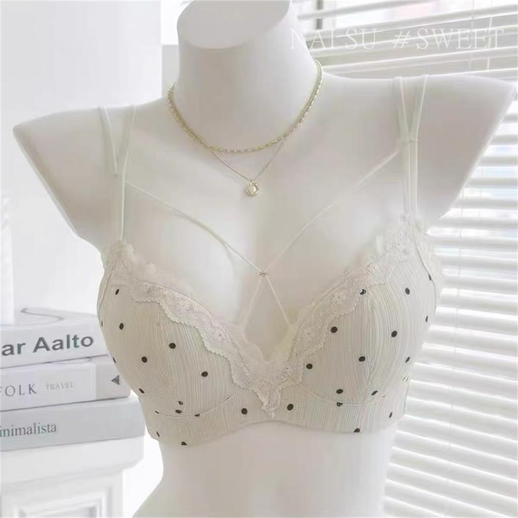 Female Summer Sexy Polka Dot Beauty Back Small Chest Show Big Close Pair of Breast Anti Sagging Underwear
