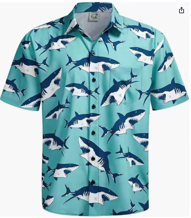 Summer Men's Beach Shirt Printed Hawaiian Short Sleeve Flower Shirt Boys