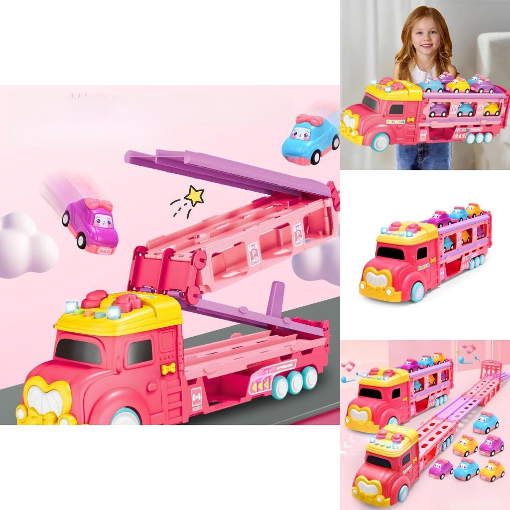 Childrens Multifuntional Inertia Princess Car Toy With Foldable Track For Handeye Coordination