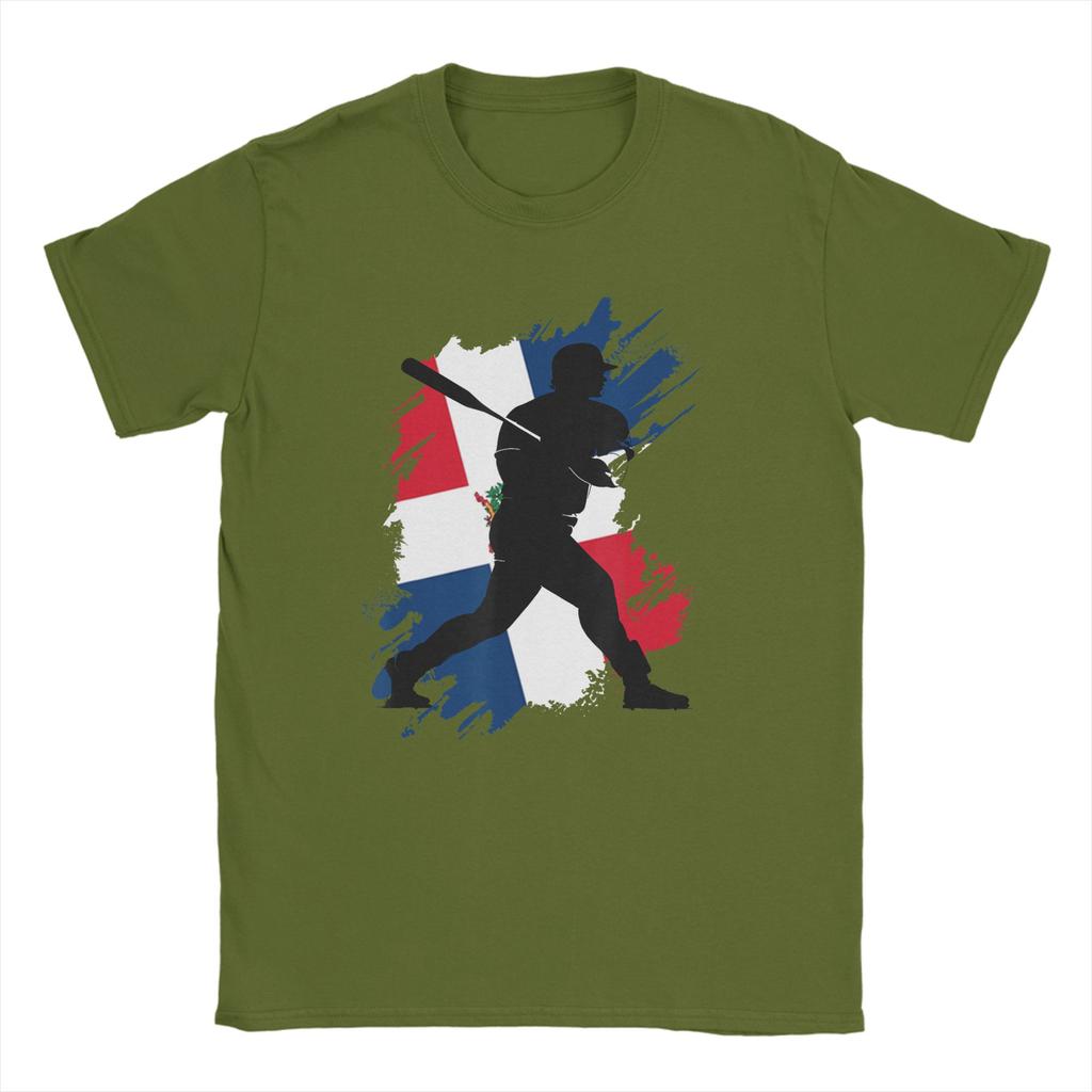 Unisex Dominican Republic Flag Baseball Player Tops Funny Short Sleeve Crew Neck Tee Shirt New Arrival TShirts