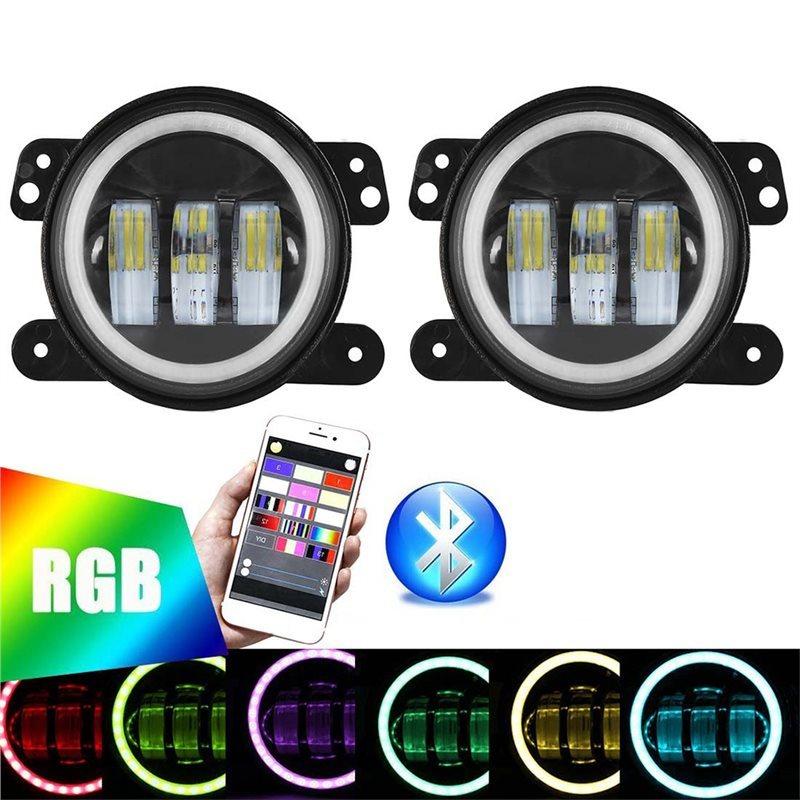 Precise Front Bumper LED Fog Light System DIY Color-Changing Bluetooth Control For Jeep Wrangler JK/CJ/TJ