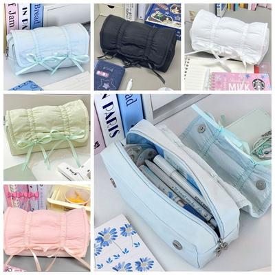 Large Capacity Pencil Case Solid Color Stationery Storage Bag Stationery Organizer  School Office