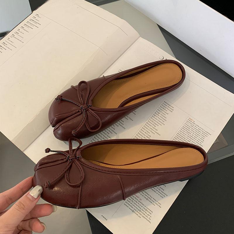 Fashion Fashion Butterfly-Knot Flats Slippers Women Mules Shoes Female Shallow Footwear Strange Toe Ladies Flats Slippers Shoes