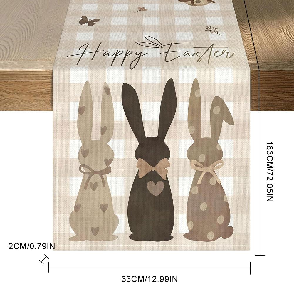 Easter Bunny Eggs Butterfly Floral Linen Table Runner Holiday Party Decor Spring Kitchen Dining Table Runner Easter Decorations