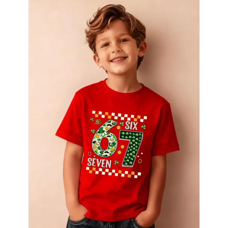 Summer Boys Fashion Short-Sleeve T-Shir Cartoon Print Outdoor Casual Top 110