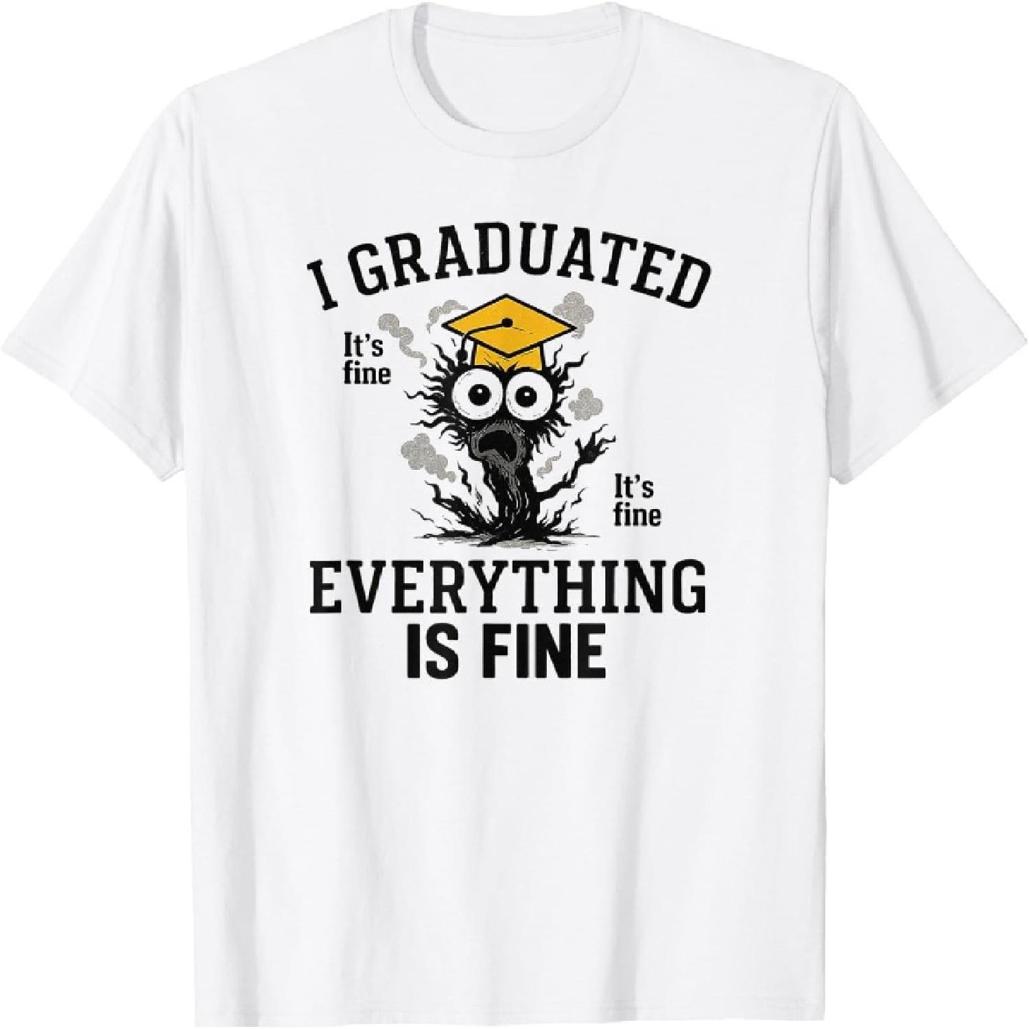 DCOJUZBO Sarcasm, Everything is Fine, Funny Gift Cat Lover, Funny Cat T-Shirt XXXXXL белый