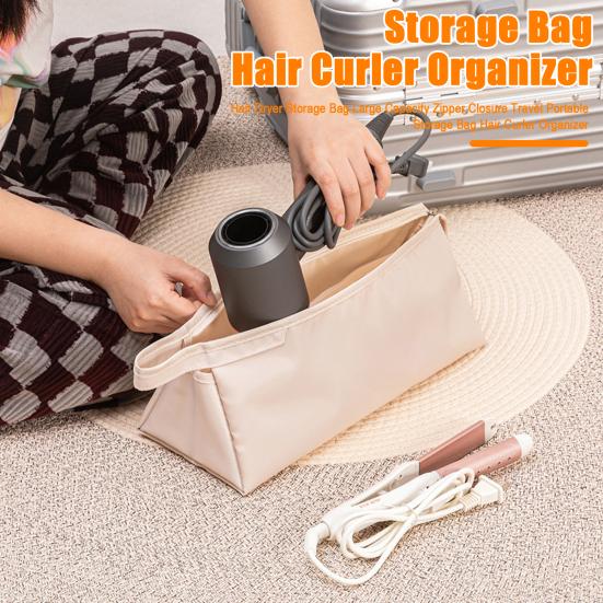 Hair Dryer Storage Bag Large Capacity Zipper Closure Travel Portable Storage Bag Hair Curler Organizer