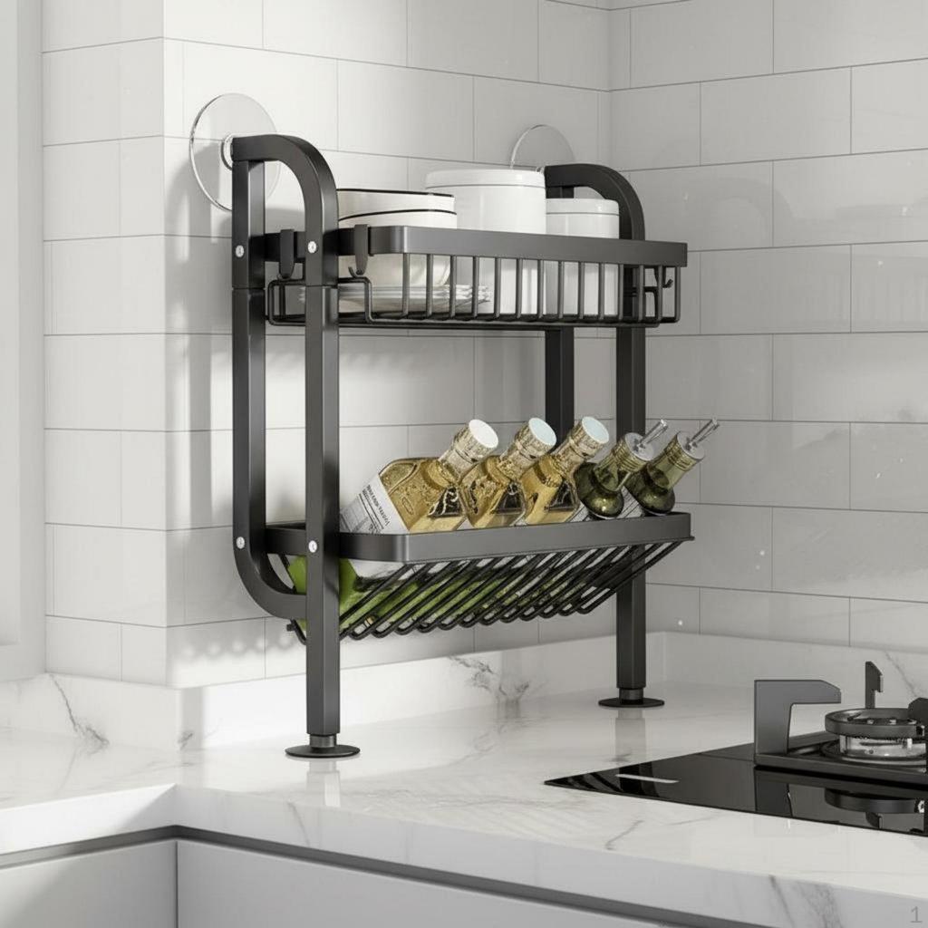 Narrow Seasoning Shelf Slim Design MultiLevel Jar Holder Space Saving Spice Rack for Apartment