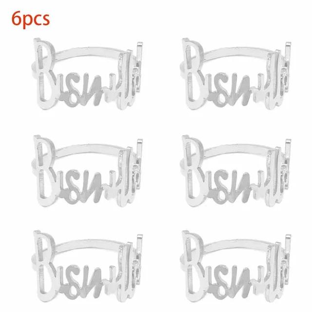 6Pcs New Ramadan Napkin Rings Metal Gold Bismillah Eid Mubarak Table Napkin Holders Ramadan Decoration Eid Party Supplies