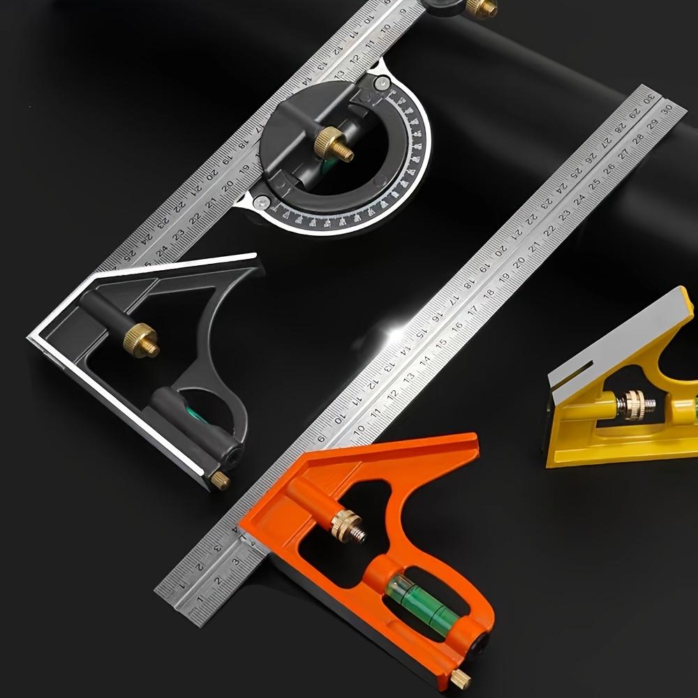 A Set of Three-in-one Multifunctional Adjustable Woodworking Tools- Stainless Steel Combination Square, Equipped with a Digital Angle Gauge and Ruler