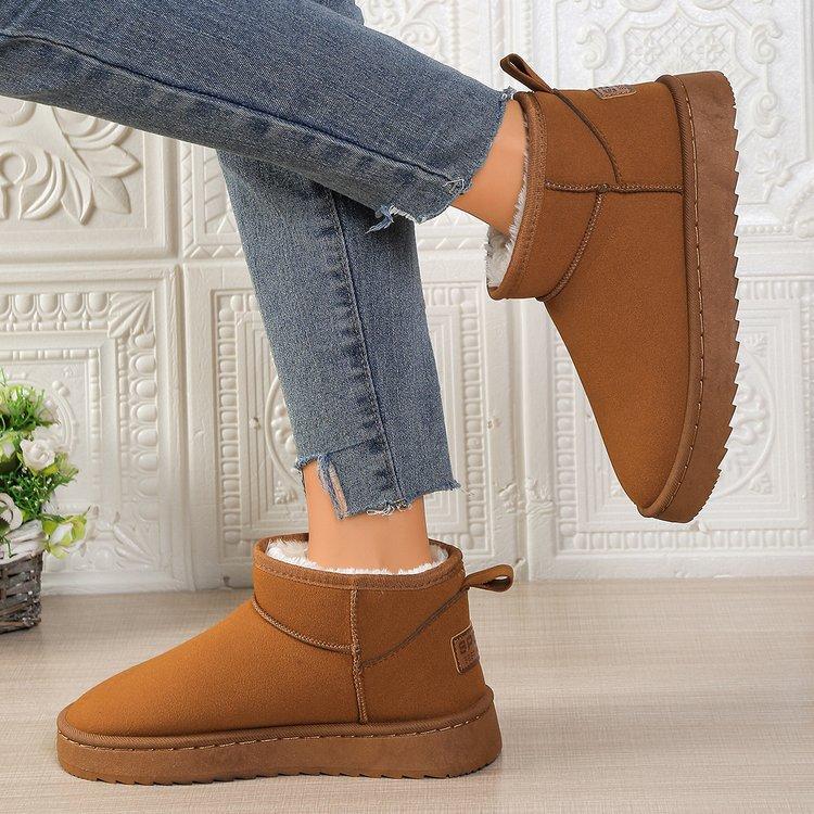 2025 winter new short tube large size snow boots women's thick-soled piled thickened warm non-slip cotton shoes foreign trade
