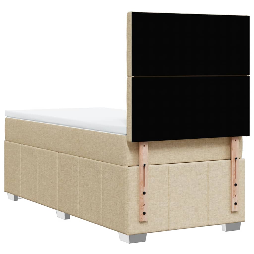 Box Spring Bed with Mattress Cream 90x200 cm Fabric