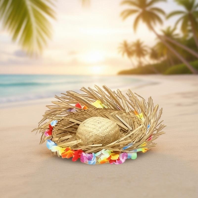 Natural Sunflower Leaf Straw Hat For Beach Vacation Summer Party With DIY Decoration Suitable For Men Women And Kids