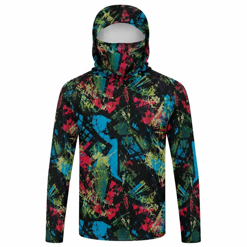 Men Hood Fishing Shirt Long Sleeve Fishing T Shirt Uv Protection Fishing Apparel Sun Protection In Summer