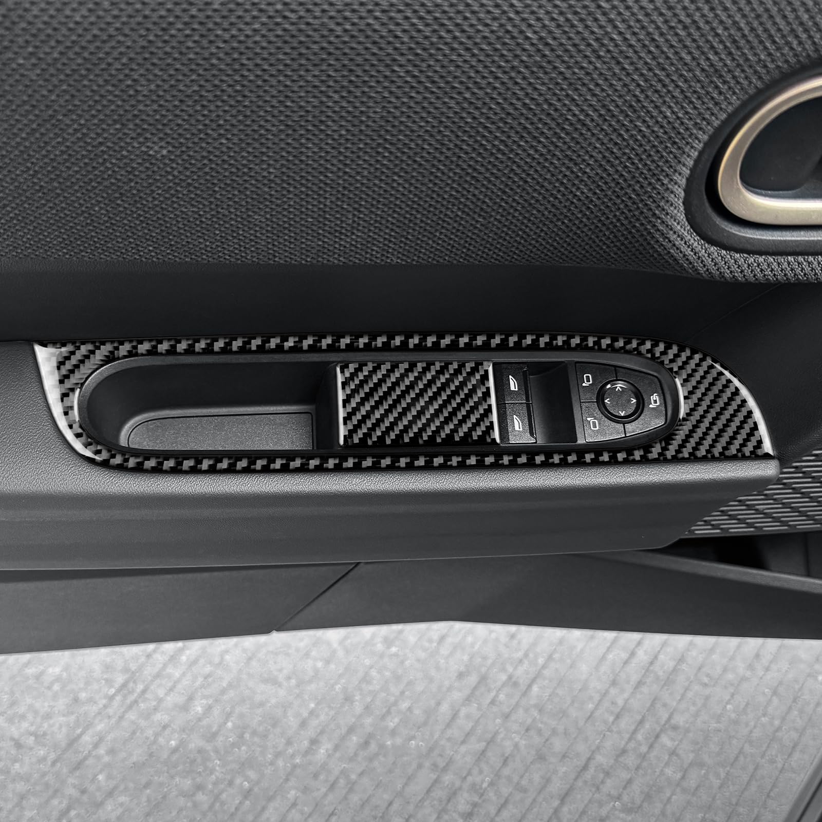 

AIRSPEED Carbon Fiber Interior Door Window Lift Decoration Frame Stickers for Mini Cooper F66 F67 Stylish Interior Includes Tape 2024-2025, чёрный