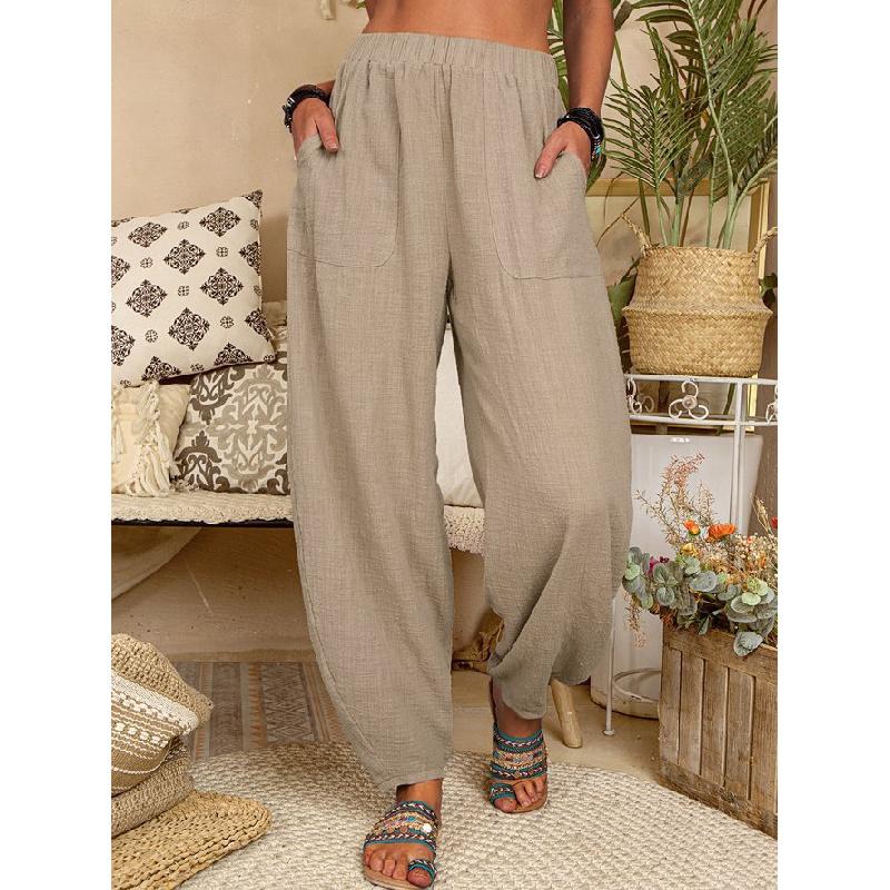 2026 Women's Solid Color Casual Pants Loose Home Harem Breathable Long Pants