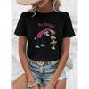 Women's Funny Russian Text Print T-Shirt Casual Short Sleeve Comfort Fit Tee for Gym Party Daily