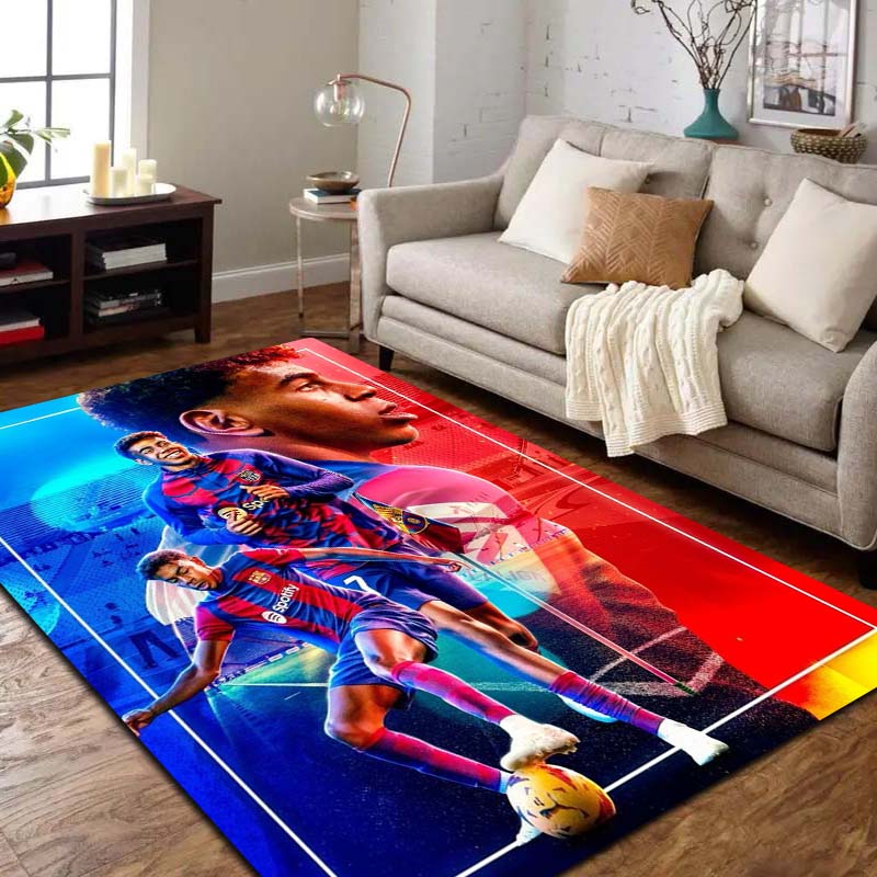 Tappeto Stampa 3D Stella del Calcio Lamine Y-Yamal Morbido Antiscivolo Lavabile Tappetino per Pavimento Camera da Letto Soggiorno Decorazione per Tifosi di Sport Regalo per Ragazzi
