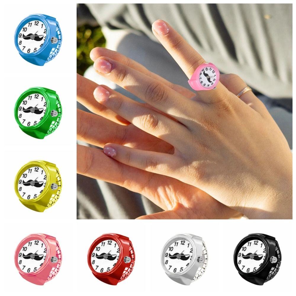 Elastischer Ringuhr Runde Dekorative Ringuhr Mode Fingerringuhr Schmuck