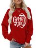 Women's Game Day Rugby Heart Long Sleeve Hoodie - Autumn/Winter Comfort