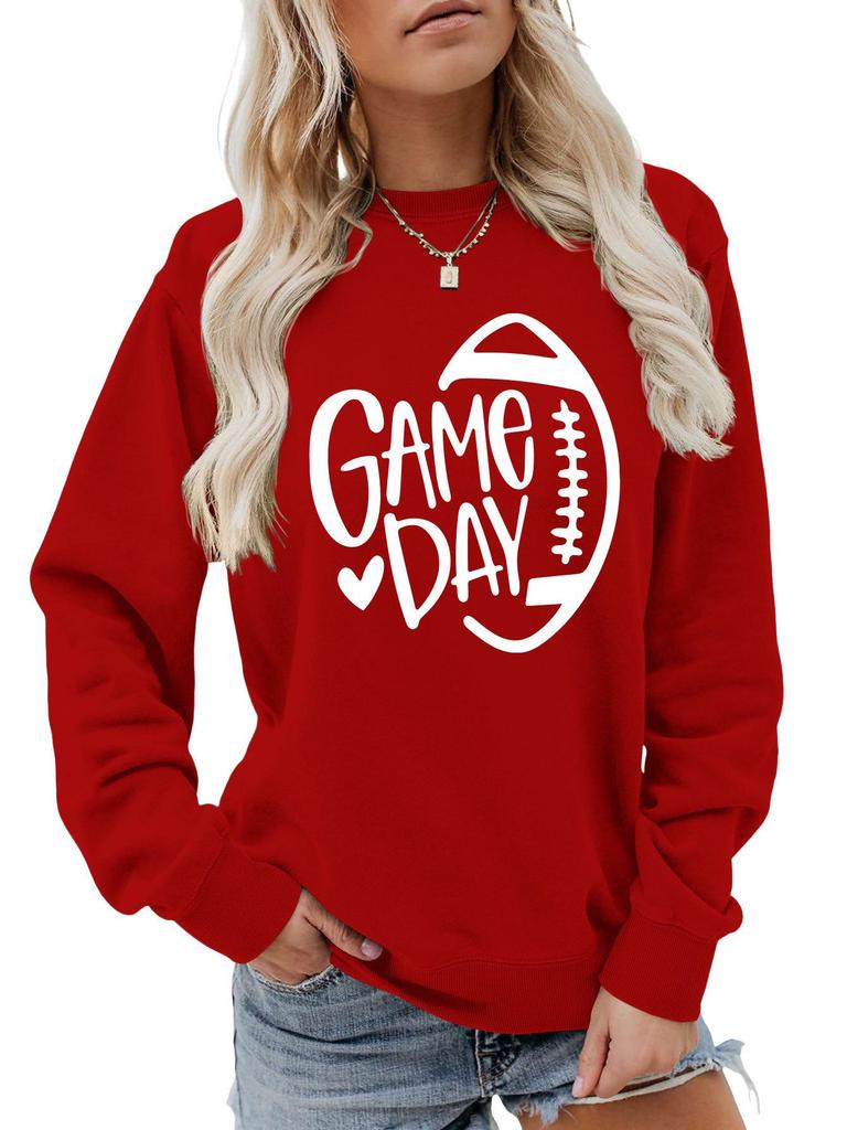 Women's Game Day Rugby Heart Long Sleeve Hoodie - Autumn/Winter Comfort