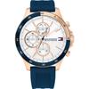 Coleção Histórica Mostrador Branco Pulseira de Silicone Azul Relógio Masculino de Quartzo 1791778
